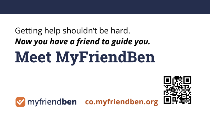 A business card promoting MyFriendBen
